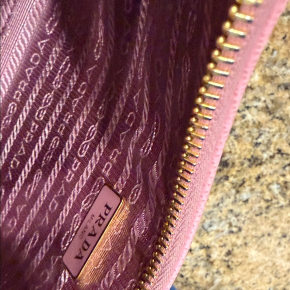 Prada Pink Saffiano Leather Shoulder Bag with Gold Chain Detail - Picture 7 of 14